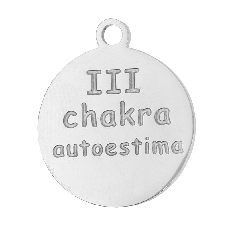 AMULETO CHARM DE ACERO CHAKRA AUTOESTIMA