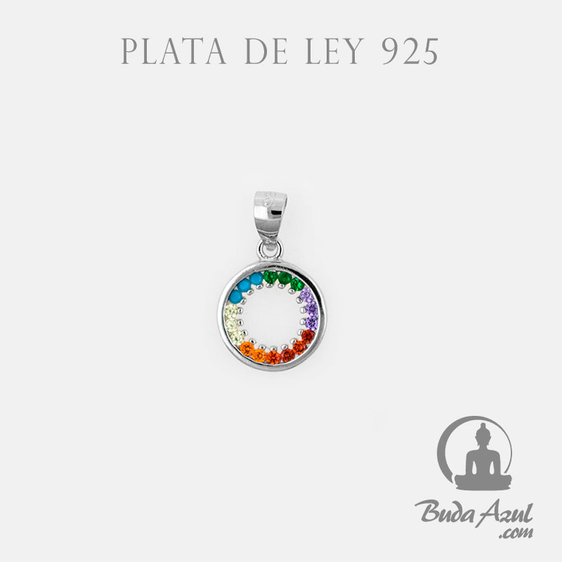 Colgante Plata REDONDO CIRCONITAS COLORES REF. 390