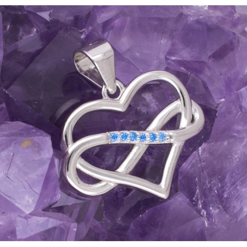 Colgante Plata CORAZON INF. CIRCONITAS AZUL REF490