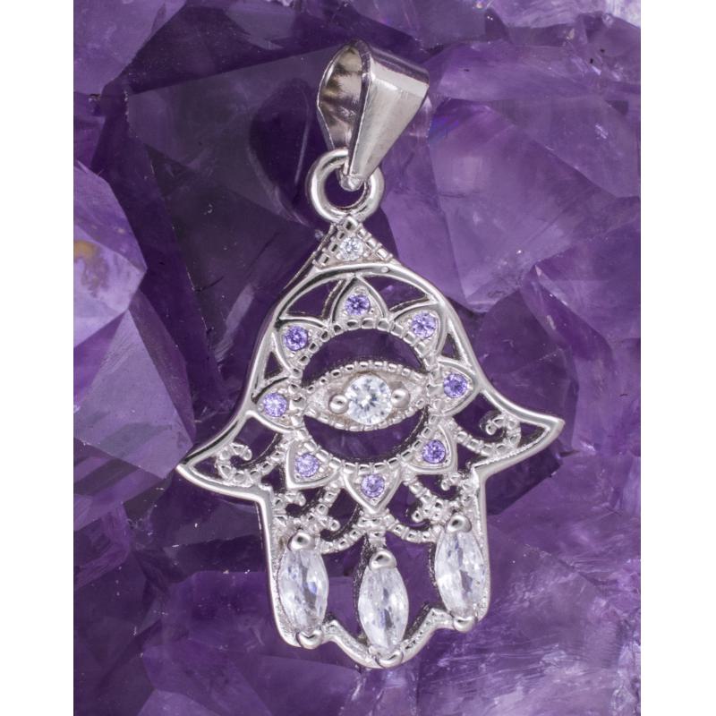 Colgante Plata MANO DE FATIMA CIRCONITAS REF. 590