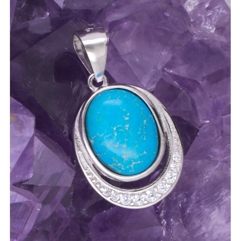 Colgante Plata OVALADO TURQUESINA REF. 590