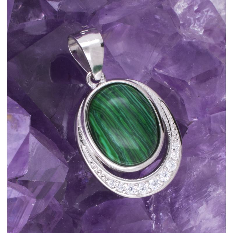 Colgante Plata OVALADO MALAQUITA REF. 590