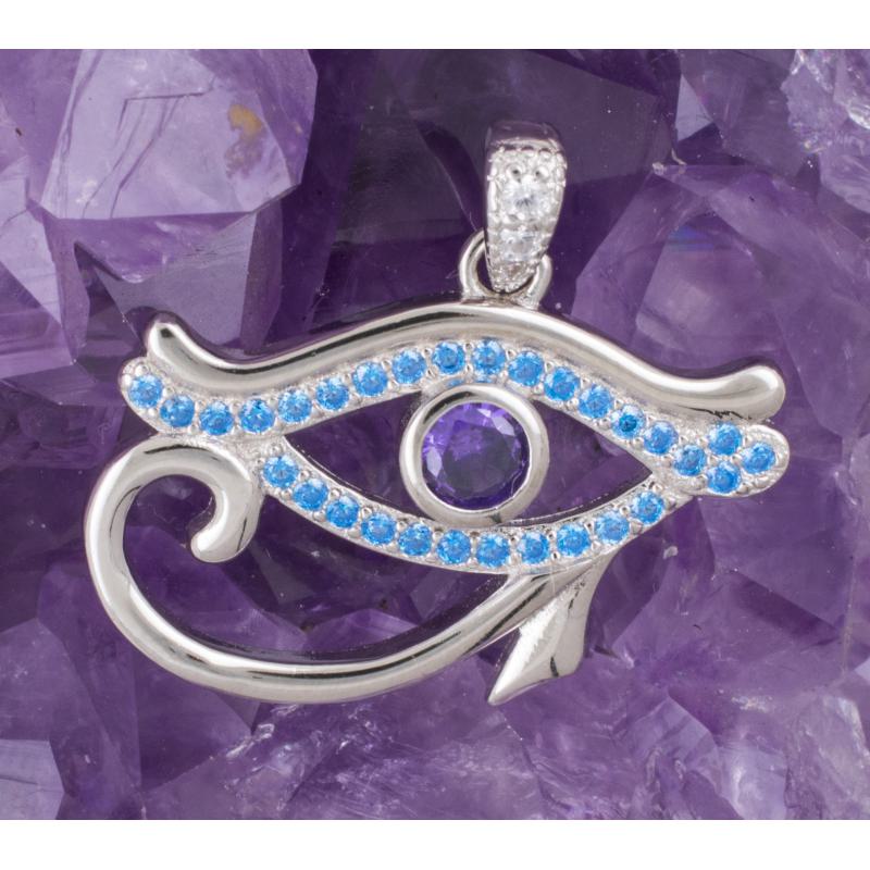 Colgante Plata OJO HORUS CIRCON AZUL P LILA REF890