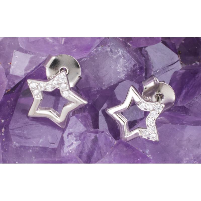 Pendientes Plata ESTRELLA CIRCONITAS DE LADO 290