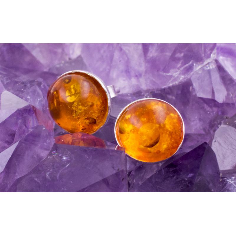 Pendientes Plata de Ley 925 AMBAR REDONDO REF. 390