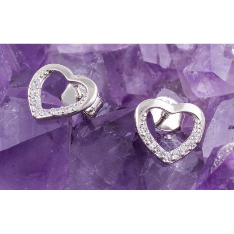 Pendientes Plata CORAZON CIRCONITAS DEBAJO 390