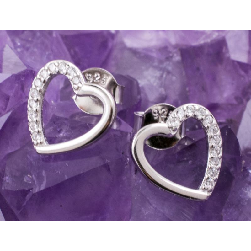 Pendientes Plata MEDIO CORAZON CIRCONITAS 390