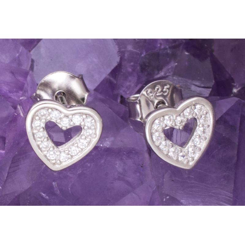 Pendientes Plata CORAZON CIRCONITAS PQ. 390