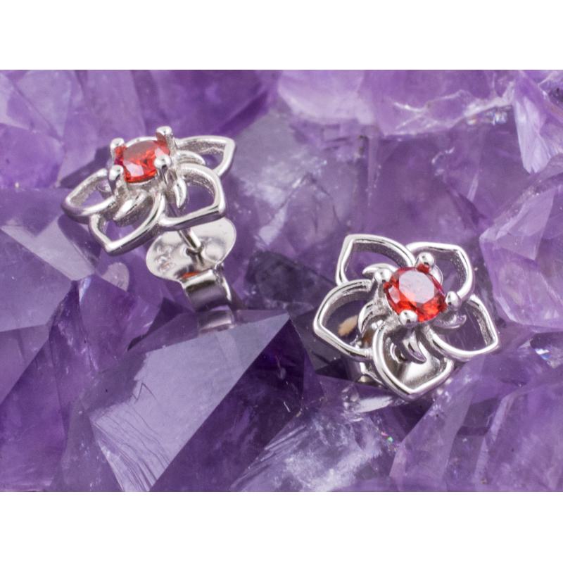 Pendientes Plata FLOR CIRCONITA NARANJA 390