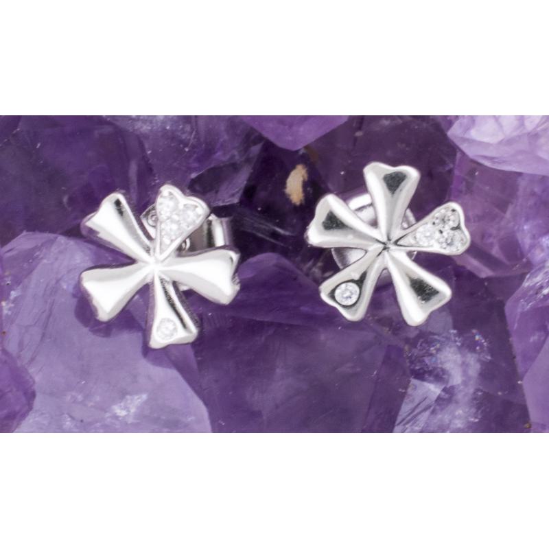 Pendientes Plata TREBOL HOJAS CIRCONITA 390