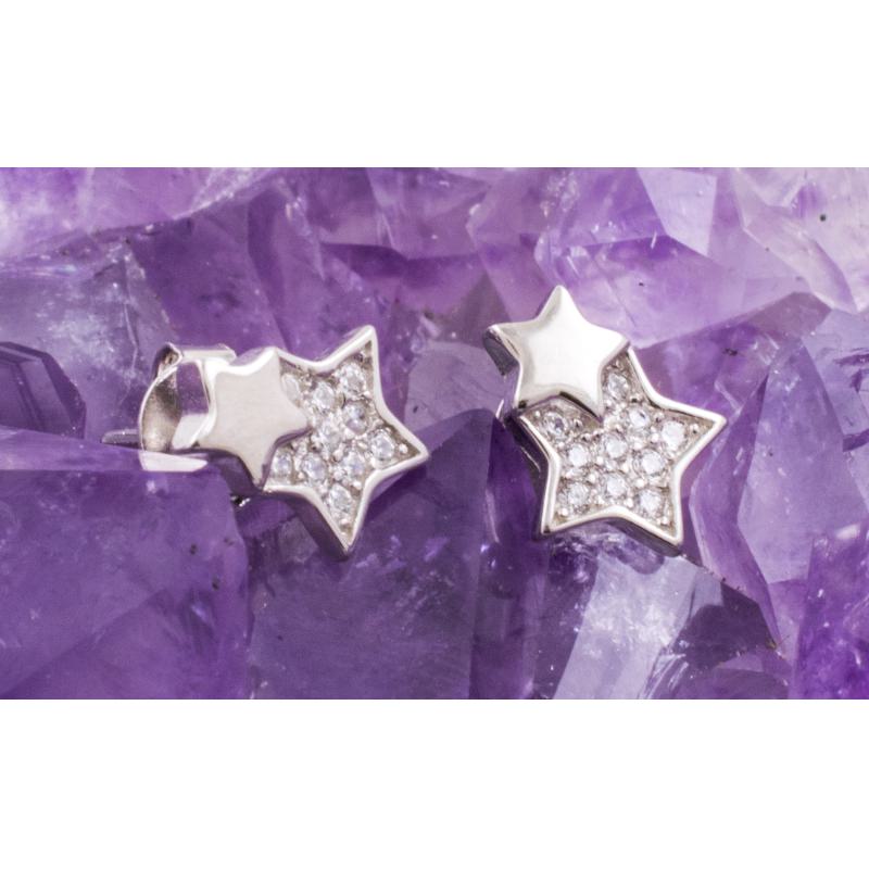 Pendientes Plata DOBLE ESTRELLA CIRCONITAS 390