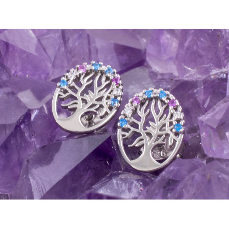 Pendientes Plata ARBOL VIDA CIRCONITA COLOR REF490