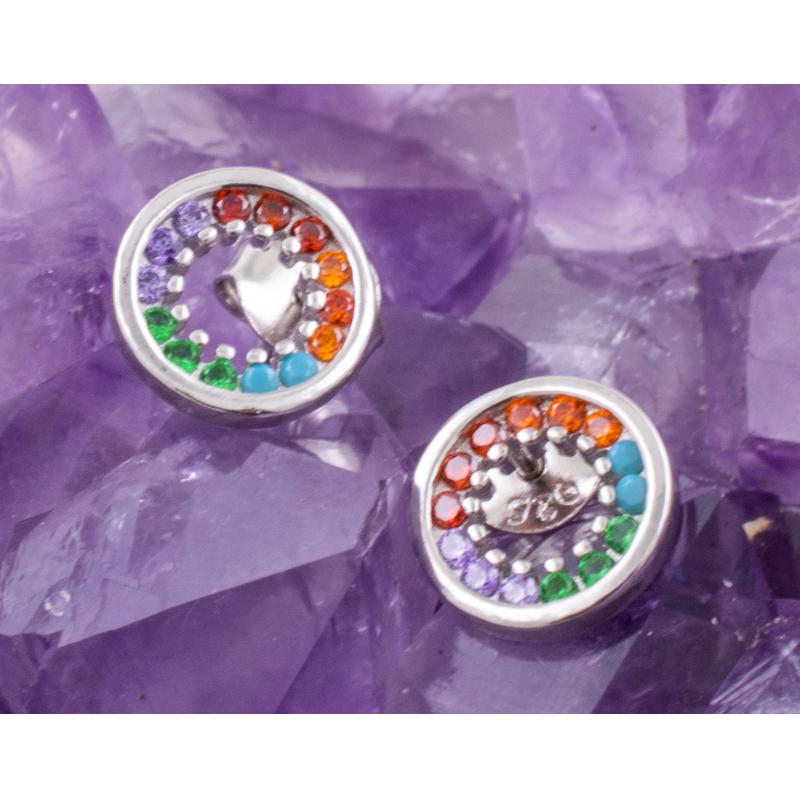 Pendientes Plata RUEDA CIRCONITAS COLORES 490
