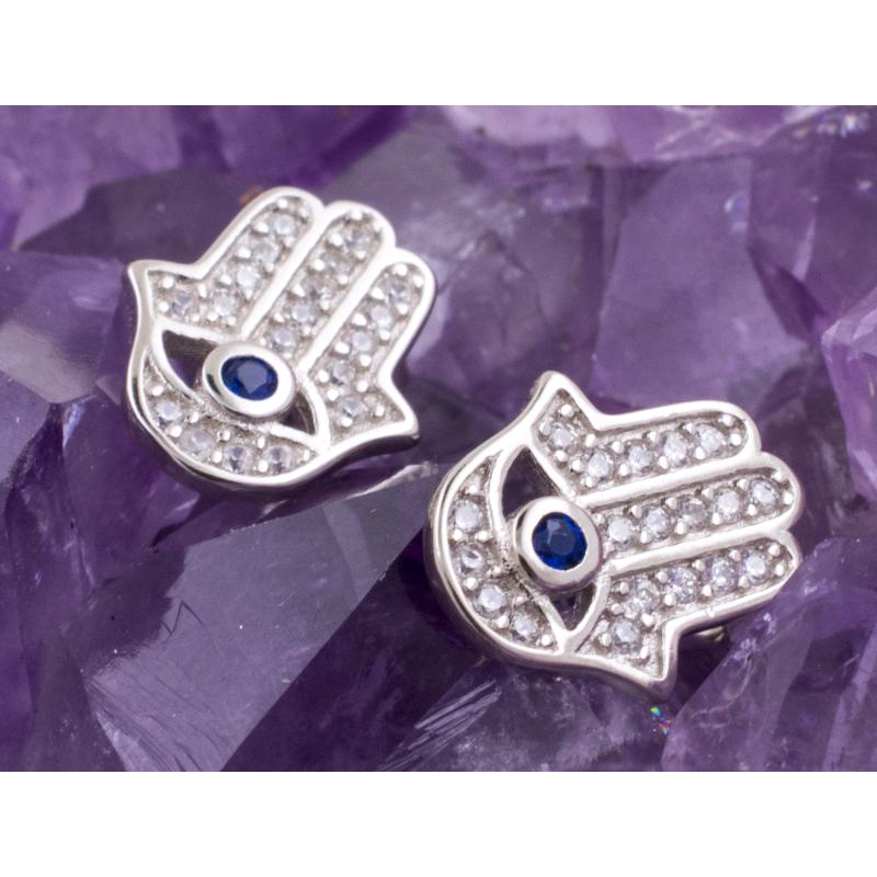 Pendientes Plata MANO DE FATIMA CIRCONITA AZUL 590