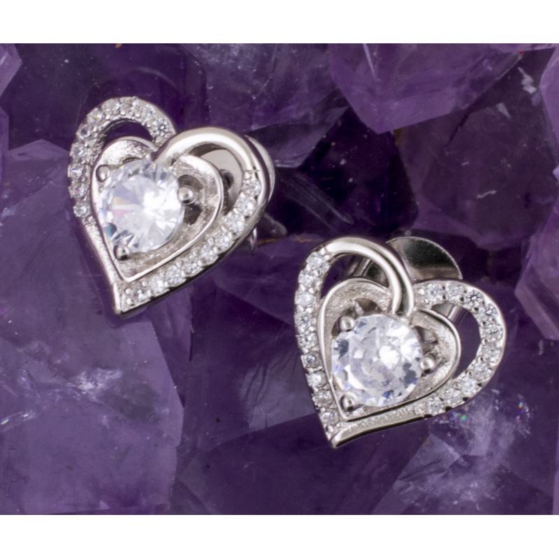 Pendientes Plata CORAZON PIEDRA CIRCONITA 590