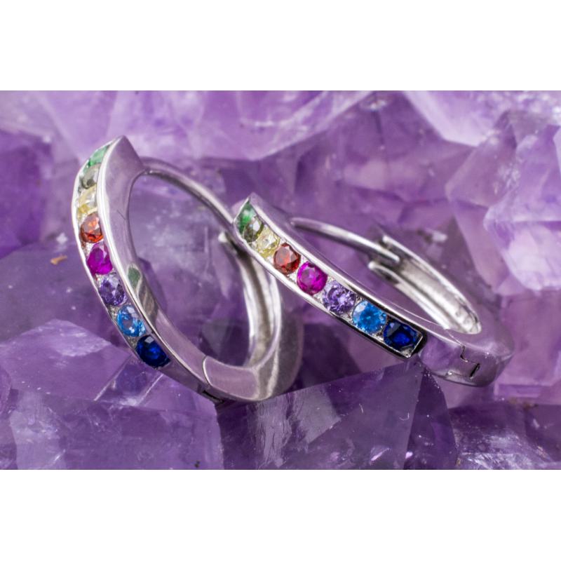 Pendientes Plata ARGOLLA CIRCONITAS COLORES 590