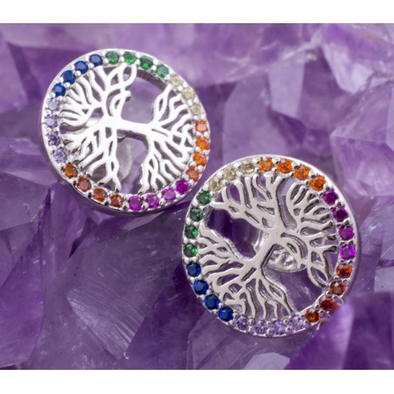 Pendientes Plata ARBOL VIDA RAICES CIRCON REF690