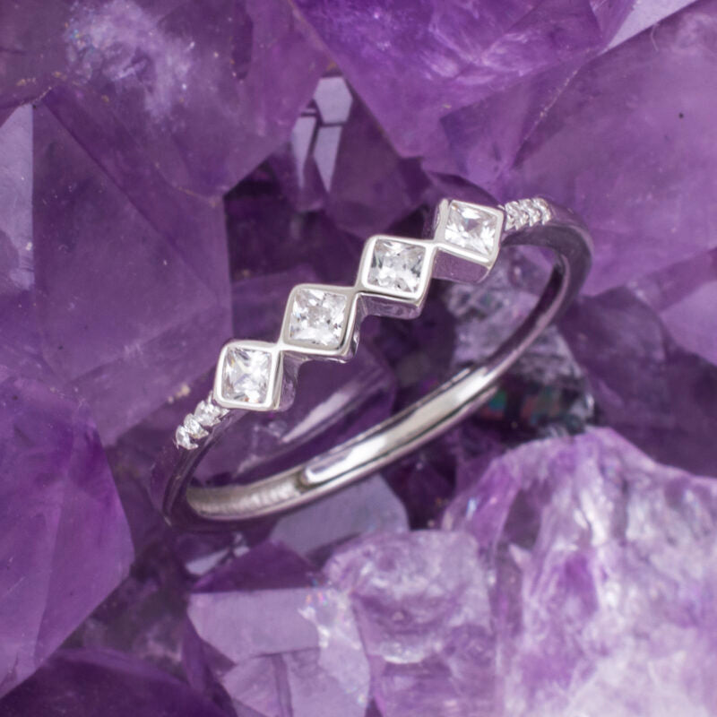 Anillo Plata 4 CIRCONITAS CUBO REF. 390