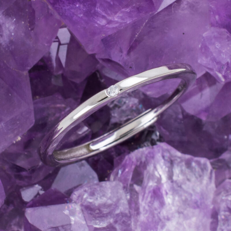 Anillo Plata FINO PUNTO DE CIRCONITA REF. 390