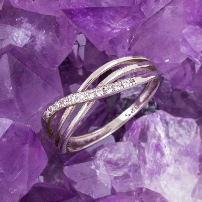 Anillo Plata ENTRELAZADO CIRCONITAS REF. 590