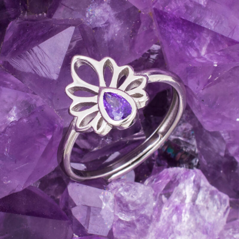 Anillo Plata Ley 925 LOTO PIEDRA VIOLETA REF. 590