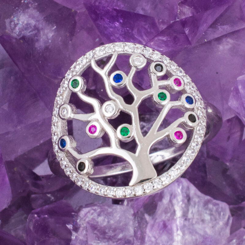 Anillo Plata ARBOL VIDA CIRCONITAS COLOR REF. 790