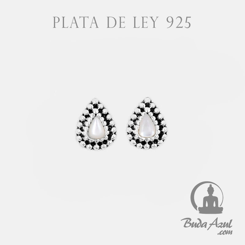 Pendientes Plata de Ley 925 gota nacar 200