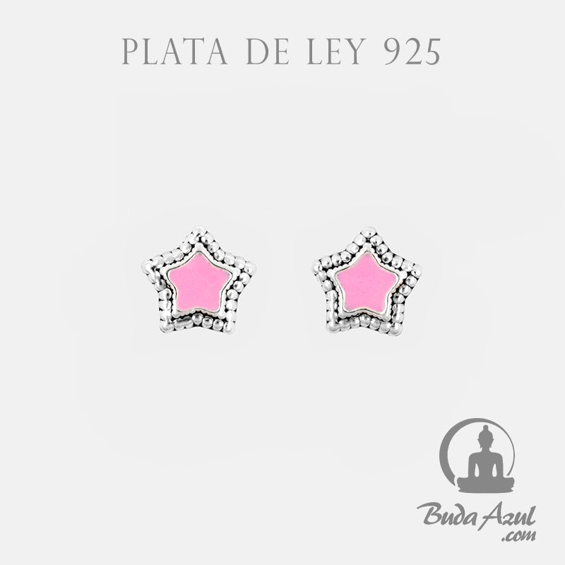 Pendientes Plata de Ley 925 estrella rosa 200