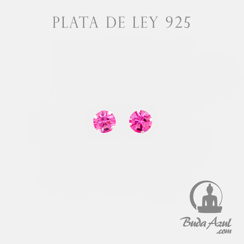 Pendientes Plata circonita 4mm rosa REF 200