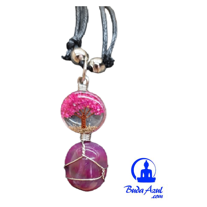 Collar árbol piedra mineral AGATA LILA REF 4