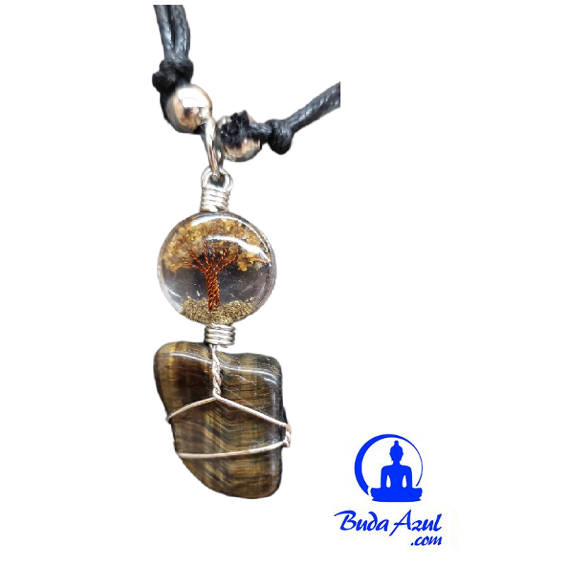 Collar árbol piedra mineral OJO DE TIGRE REF 4