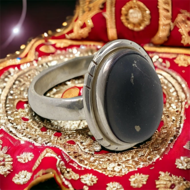 Anillo Plata LISO MINERAL SHUNGIT REF890