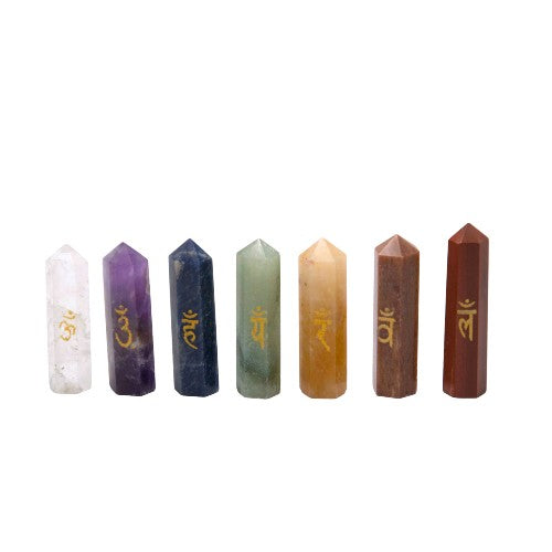 SET DE 7 PUNTAS 4 CM MINERALES 7 CHAKRAS REF 790