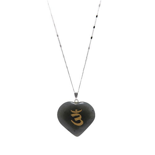 SET 7 COLGANTE CORAZÓN MINERAL CHAKRAS GRABADO 890