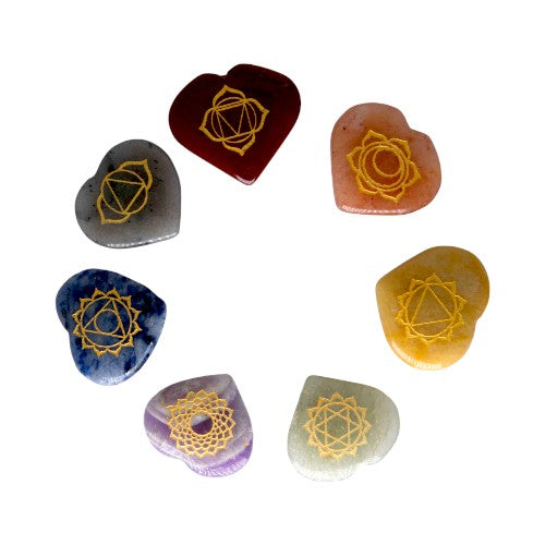 SET CORAZON MINERAL 7 CHAKRAS GRABADO REF 890