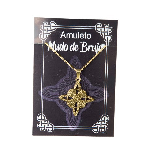 Colgante Acero Nudo Bruja - Dorado REF 290 Mod. 03