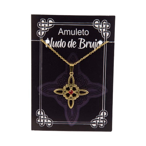 Colgante Nudo Brujas Acero oro Circon Roja 290-16