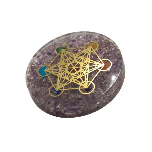 Disco Metatron Orgonita 9 cm - Amatista REF 790