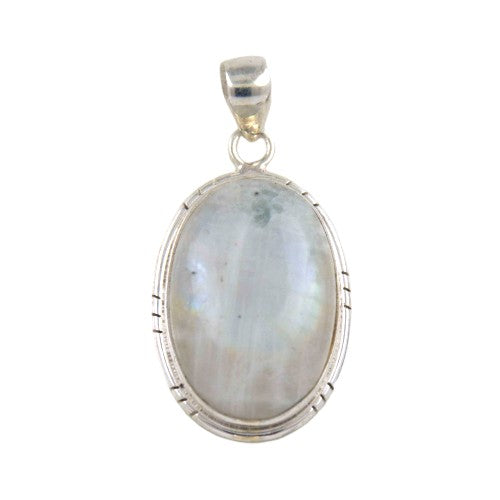 Colgante Oval 45mm Plata LISO PIEDRA LUNA REF1490