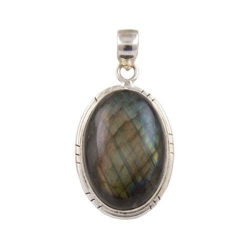 Colgante Oval 45mm Plata LISO LABRADRITA REF1490