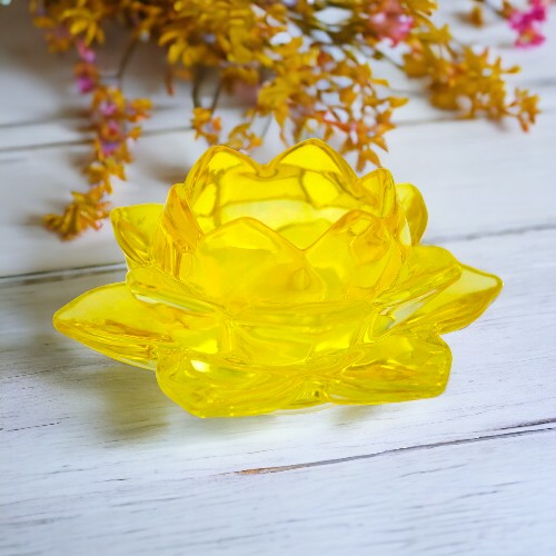 Portavela cristal loto amarillo