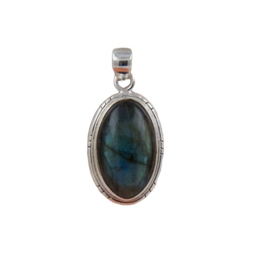 Colgante Oval 40mm Plata ley LISO LABRADORITA 1190