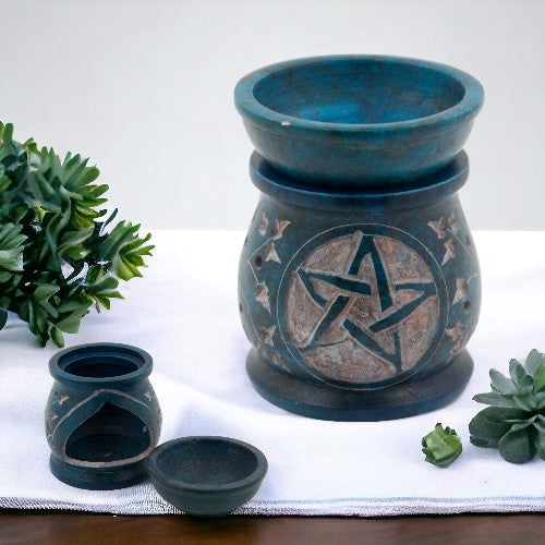Quemador aceite PIEDRA 2,5" pentagrama turquesa -9911D