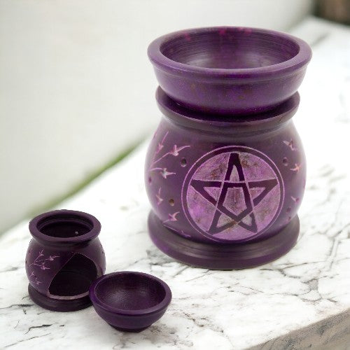 Quemador aceite PIEDRA 2,5"pentagrama lila -9911C