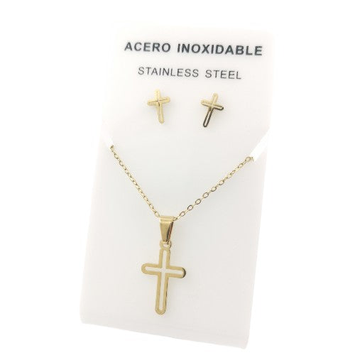 Conjunto Acero Dorado Cruz Mod. 35