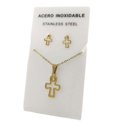 Conjunto Acero Dorado Cruz Mod. 36