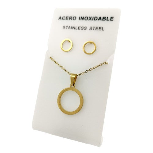 Conjunto Acero Dorado Circulo Mod. 37
