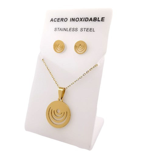 Conjunto Acero Dorado Circulo Mod. 38