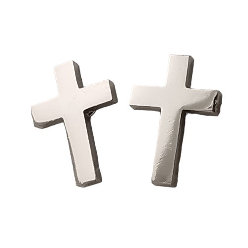 Pendientes Acero Plateado Cruz lisa