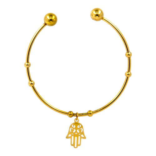 Pulsera Brazalete Acero Dorado Mano de Fátima